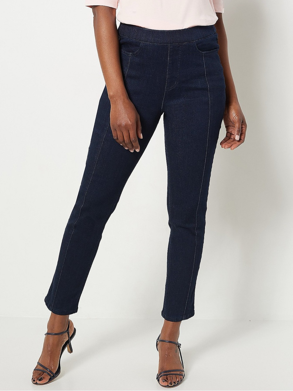 Isaac Mizrahi True Denim Pull On Ankle Jean-medium Indigo blue Sz Plus 32